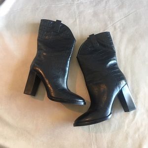 Sigerson Morrison Croc Embossed pull-on cowboy mid boot